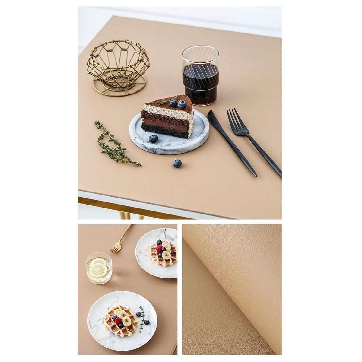 PU Tischdecke wasserdicht 80x180cm Khaki – Tischfolie Schutzmatte