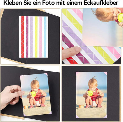 Fotoalbum zum Selbstgestalten 5 inch, Schwarzes DIY Scrapbook, Erinnerungsbuch