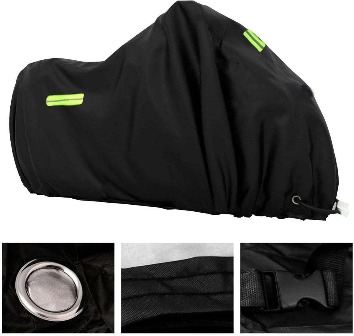 Motorrad Abdeckplane XXL 245x105x125cm Schwerlast Wasserdicht Winterfest mit Schlossloch und Reflektionsstreifen