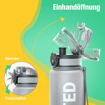 Sport Trinkflasche BPA-frei Tritan 750ML Auslaufsicher Yoga Gym