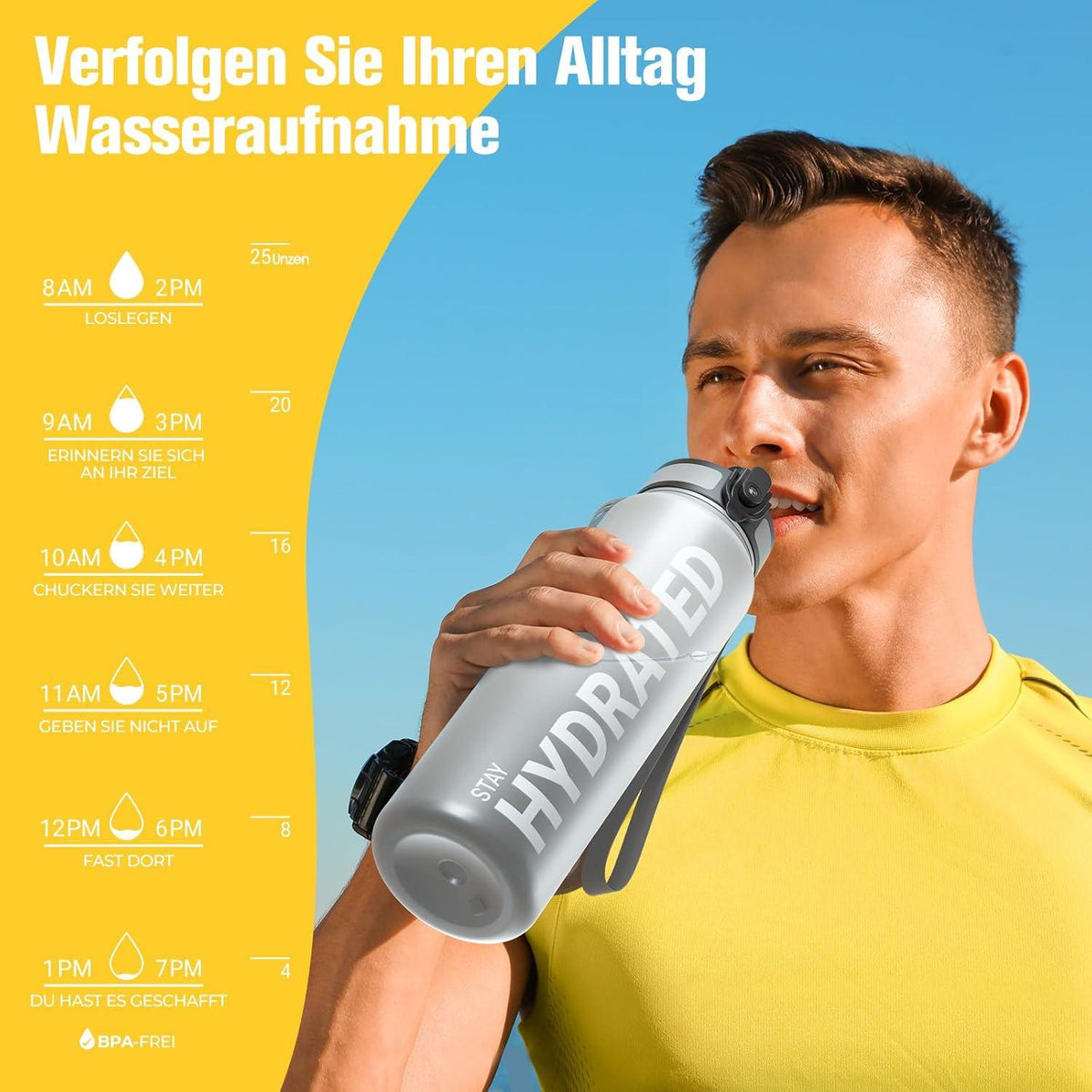 Sahara Sailor Sport Trinkflasche BPA-frei Tritan 1L Auslaufsicher Gym Yoga