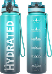 Sport Trinkflasche BPA-frei 750ML Auslaufsicher Blaue Wellen