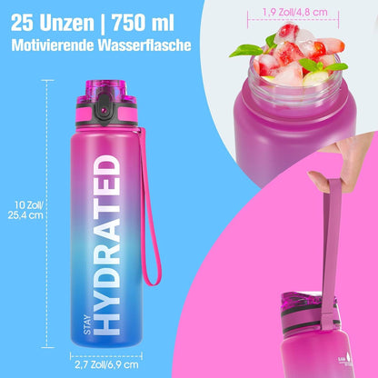 Trinkflasche Sport BPA-frei Tritan Auslaufsicher 750ML Yoga Camping