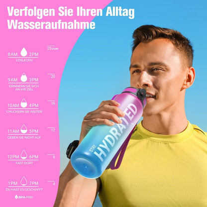 Sport Trinkflasche BPA-frei Tritan 750ML Auslaufsicher für Gym Yoga