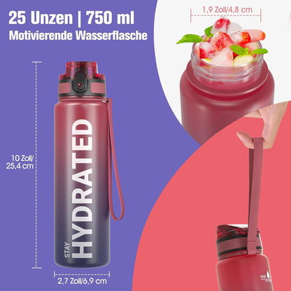Trinkflasche Sport BPA-frei Tritan 750ML Auslaufsicher Yoga Gym