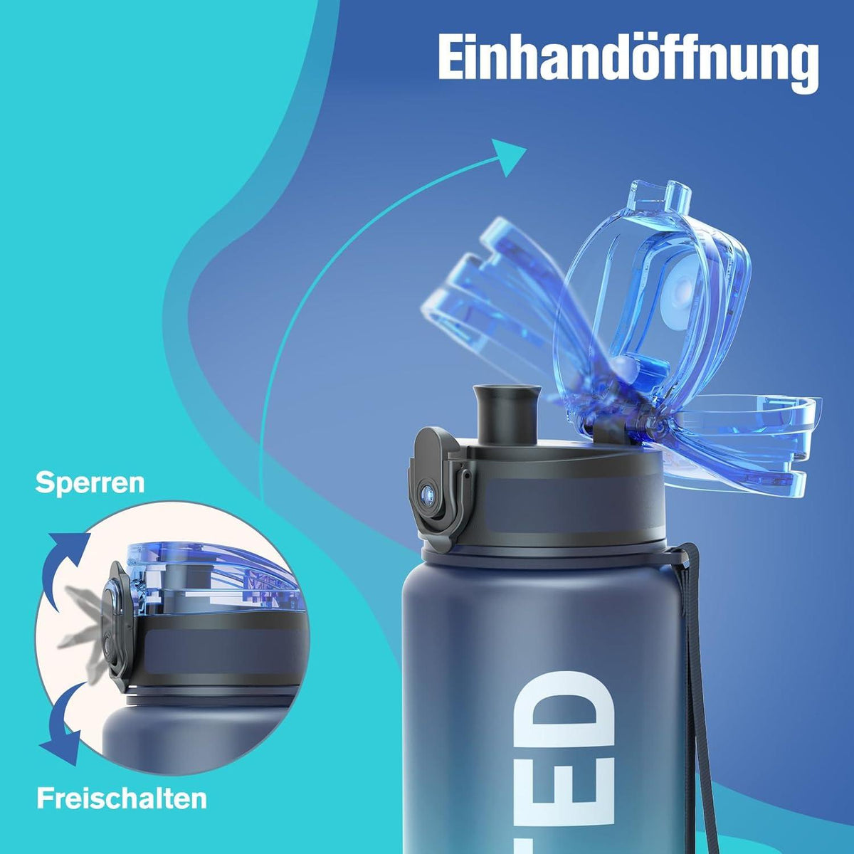 Sport Trinkflasche BPA-frei Tritan 750ML Yoga Camping Gym