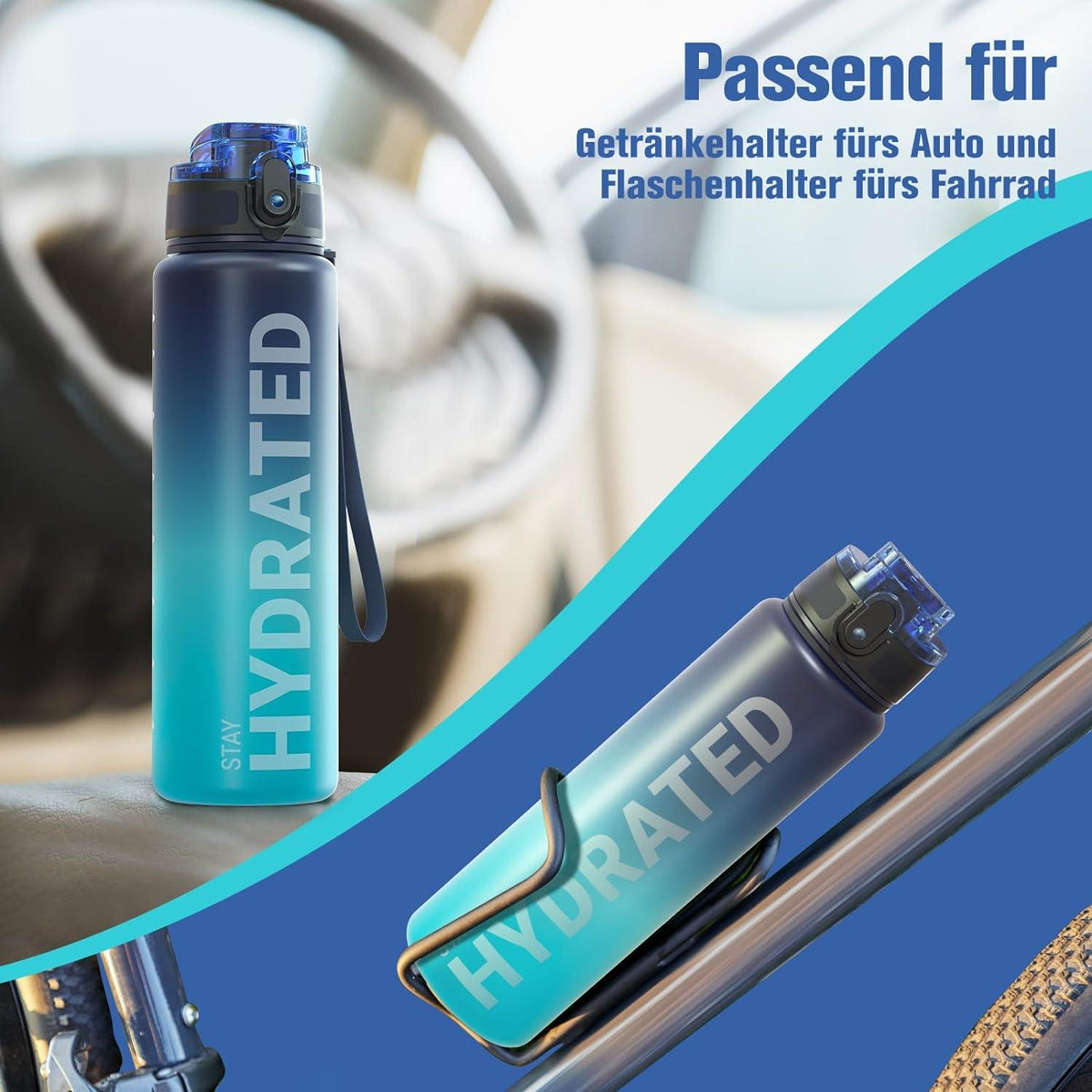 Sport Trinkflasche [BPA-frei Tritan] 1L Auslaufsicher Camping Yoga