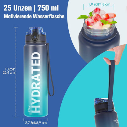 Sport Trinkflasche [BPA-frei Tritan] Yoga Fahrrad Camping Gym 1L Blau