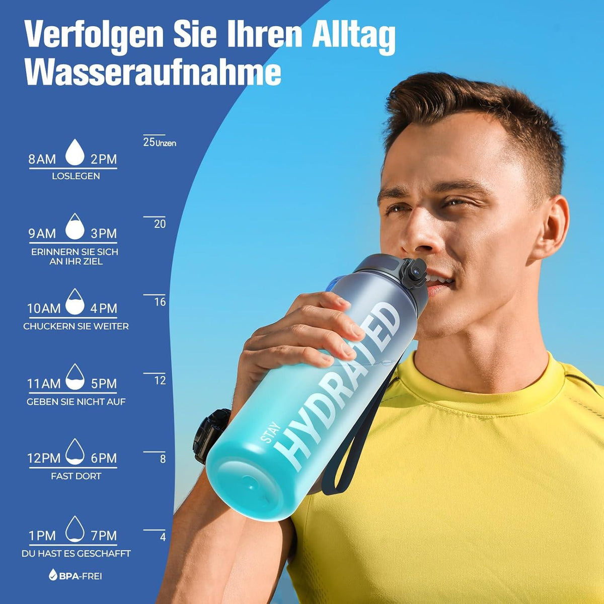 Sport Trinkflasche [BPA-frei Tritan] 1L Auslaufsicher Camping Yoga