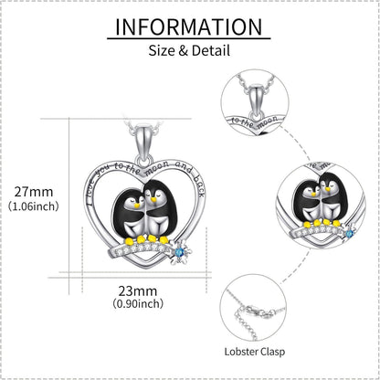 Halskette Sterling Silber Pinguin Herzform Geschenk für Frauen