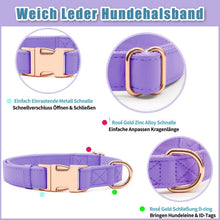 Hundehalsband & Leine Set – Rose Gold, Violett, L in Lederoptik