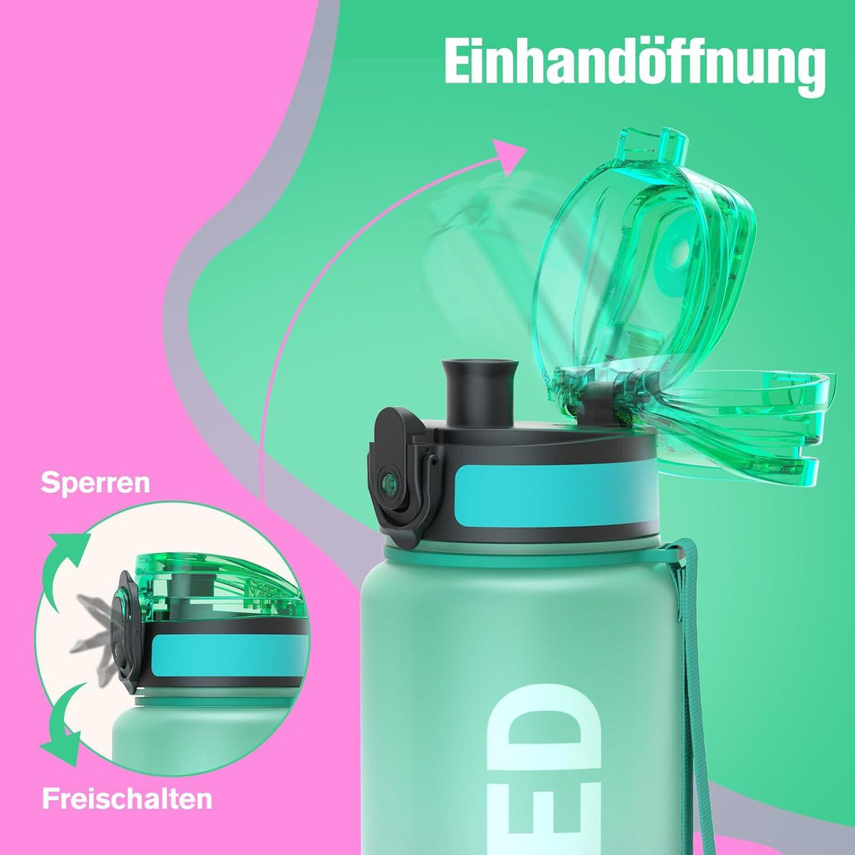 Sport Trinkflasche BPA-frei Tritan 1L Auslaufsicher