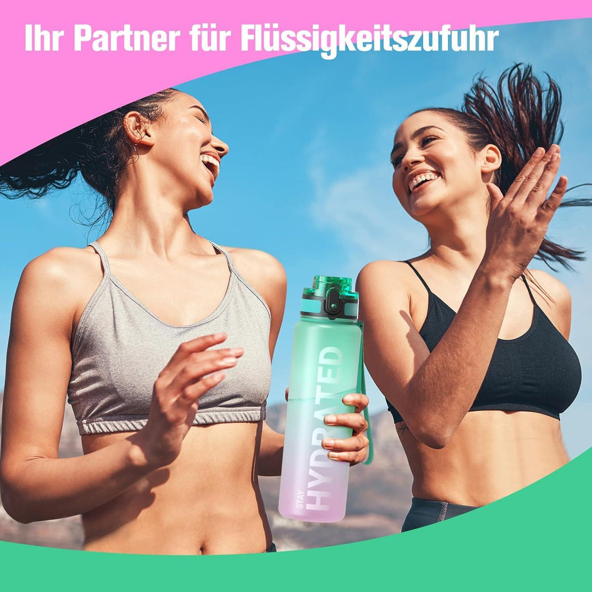 Sahara Sailor Trinkflasche BPA-frei Tritan 1L Auslaufsicher Sport Wasserflasche