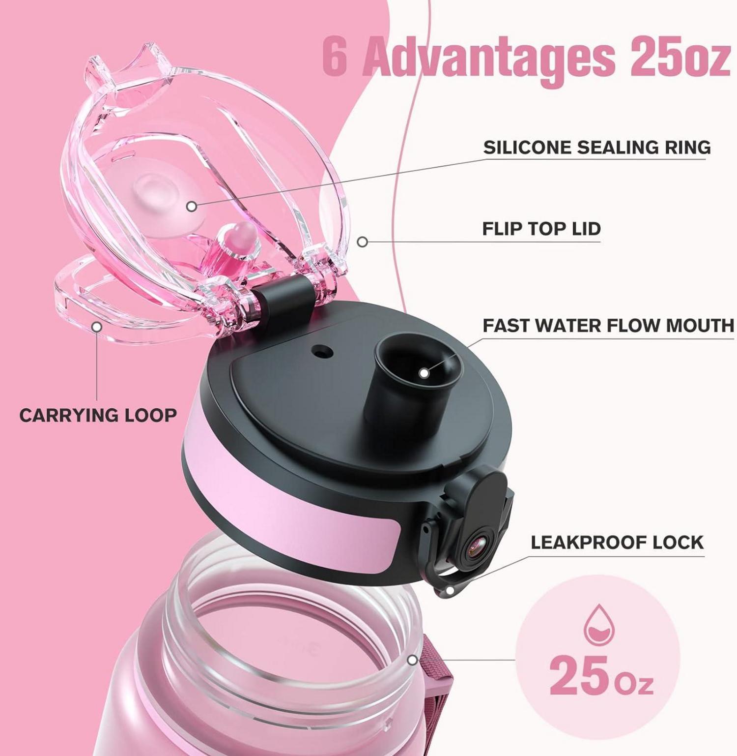 Sahara Sailor Sport Trinkflasche BPA-frei Tritan 750ML Auslaufsicher Pink Topas