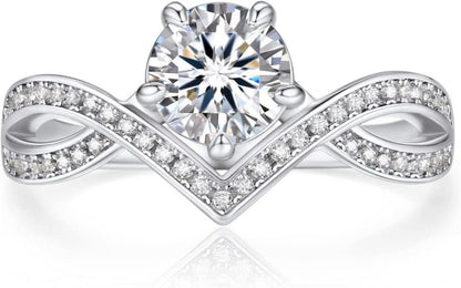 MomentWish Moissainte Verlobungsring Damen 1 Karat Silber 925 Crown
