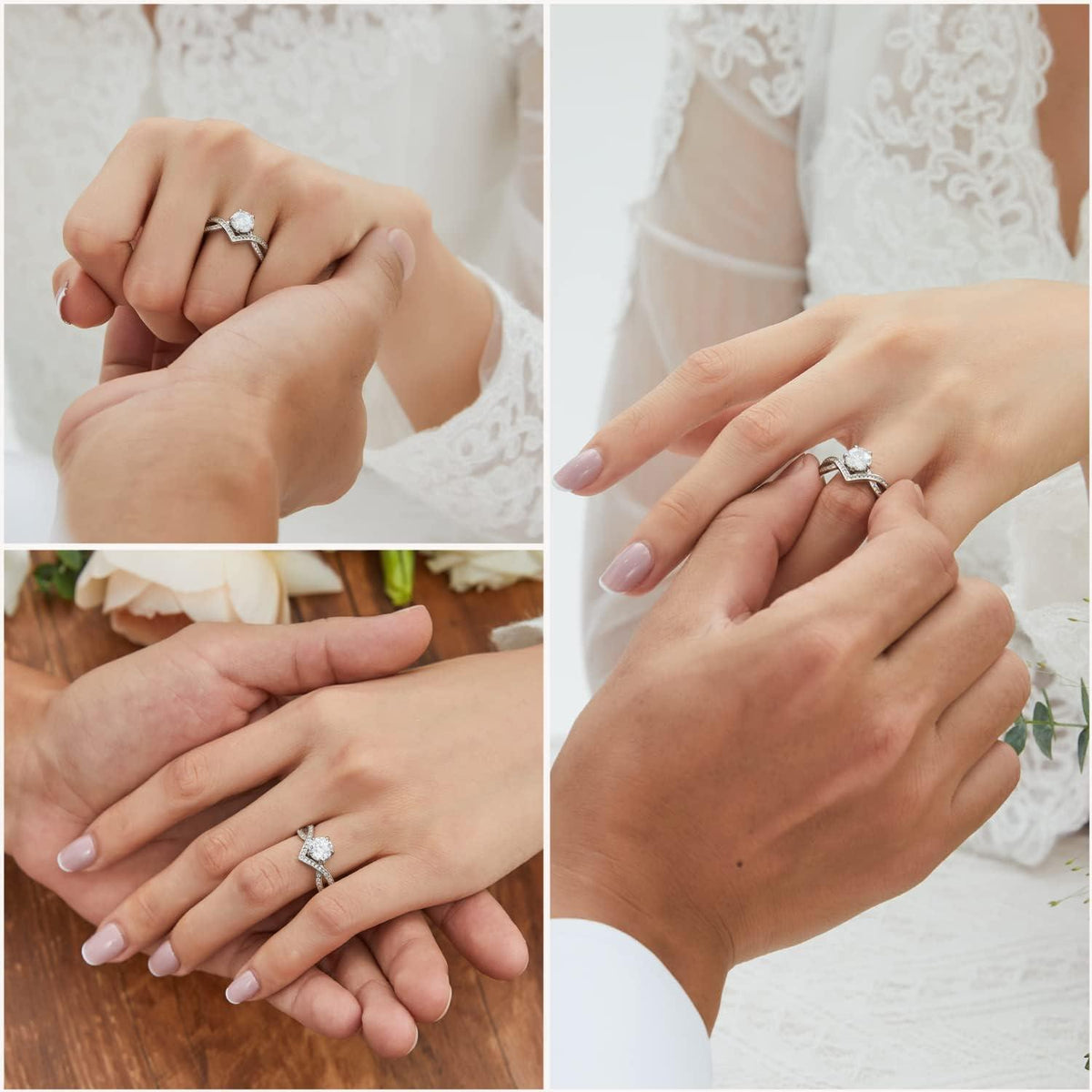 MomentWish Moissanite Verlobungsring 1 Karat Silber 925