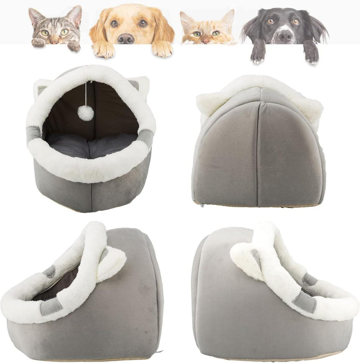 Katzenbett mit hängendem Spielzeug und abnehmbarem