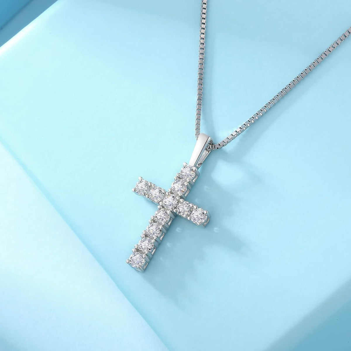 Moissanit Kreuz Anhänger Kette Venezianierkette 925 Silber