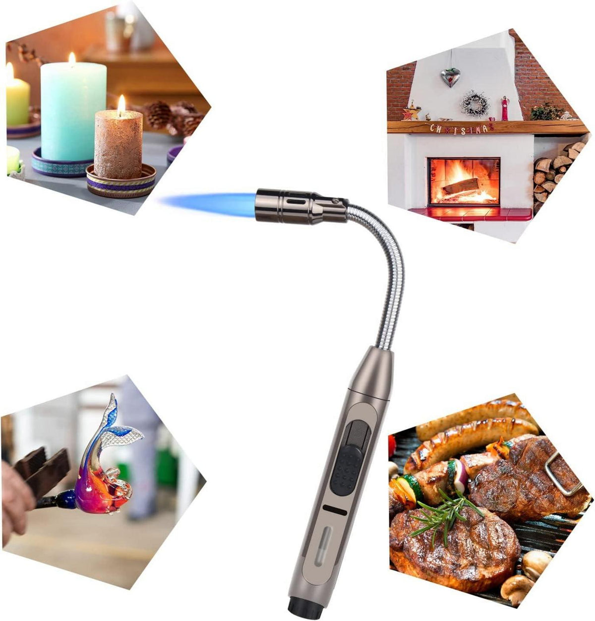 Stabfeuerzeug 360° Flexibel Gasfeuerzeug Kamin Küche BBQ