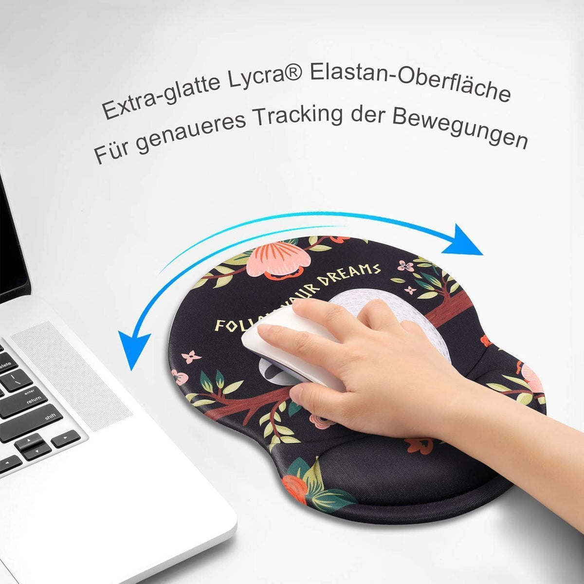Ergonomisches Mauspad mit Gelkissen, Drachenmotiv Blau
