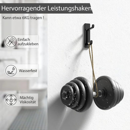 6er Set Ultra Starke Selbstklebende Klebehaken Schwarz Matt