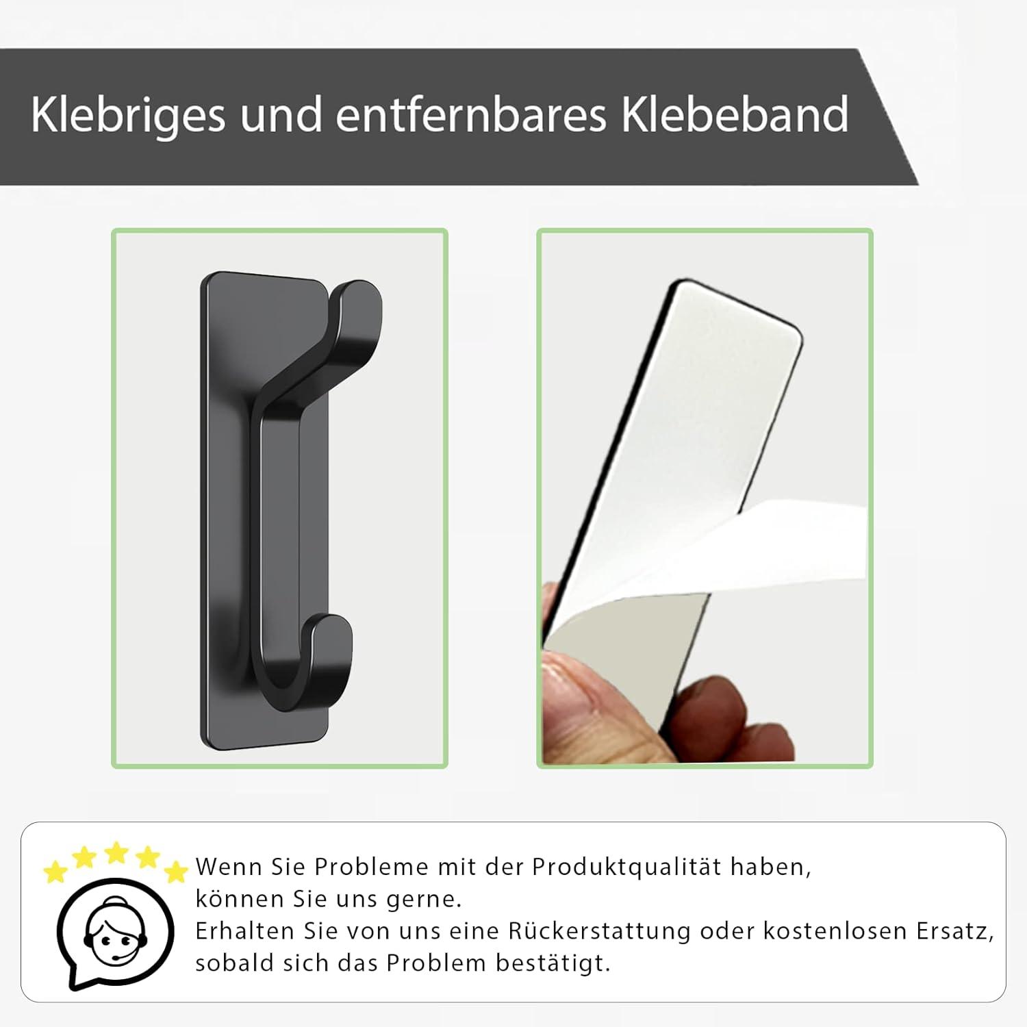 Selbstklebende Klebehaken 6er Set Schwarz Matt Ultra Stark Bis 6kg