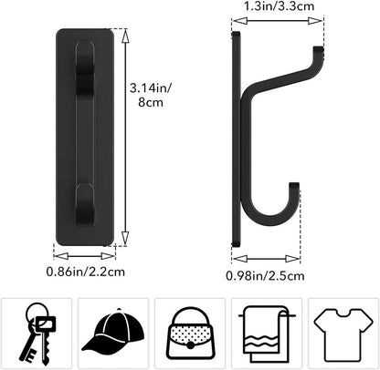 6 pickpiff Klebehaken Ultra Stark - Bis 6 kg - Schwarz Matt - Selbstklebend