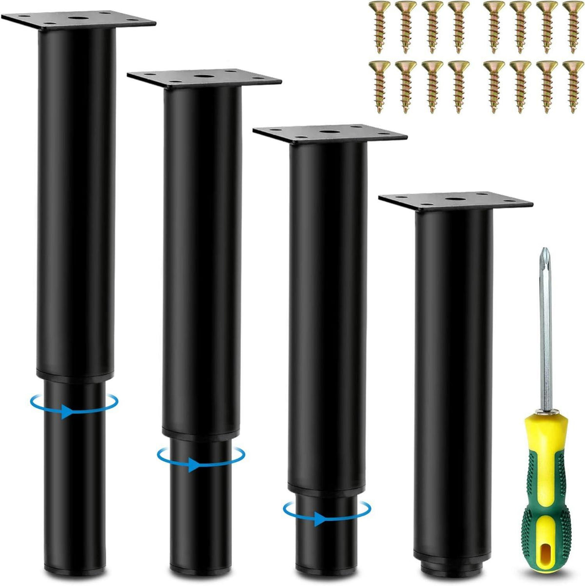 Höhenverstellbare Möbelfüße 20-37cm Metall Schwarz 4er Set