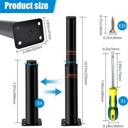 Möbelfüße Höhenverstellbar Metall Schwarz 4er Set Stahl