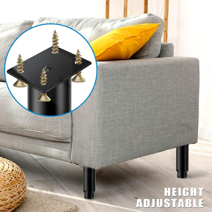 Möbelfüße Höhenverstellbar 20cm Schwarz Stahl Bettfüße 4er Set