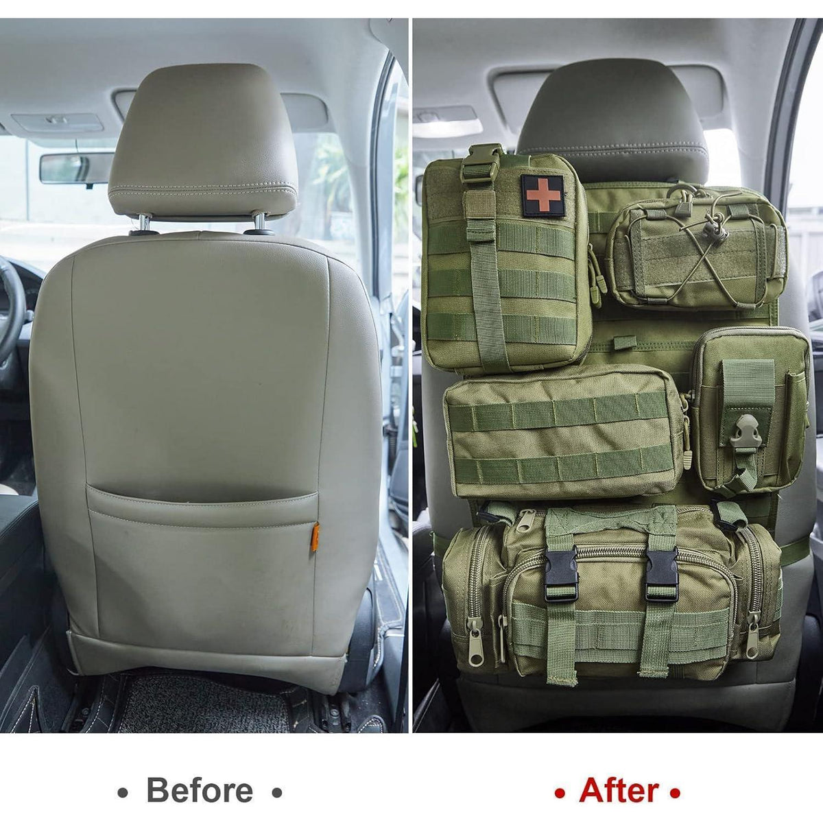 Taktischer Auto-Organizer Set für Rücksitz – 6tlg. Army Green