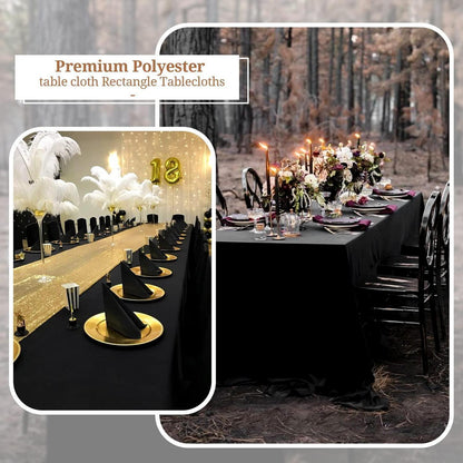 Schwarze Tischdecken 10er-Pack – 2,4m Rechteckig für Party & Hochzeit
