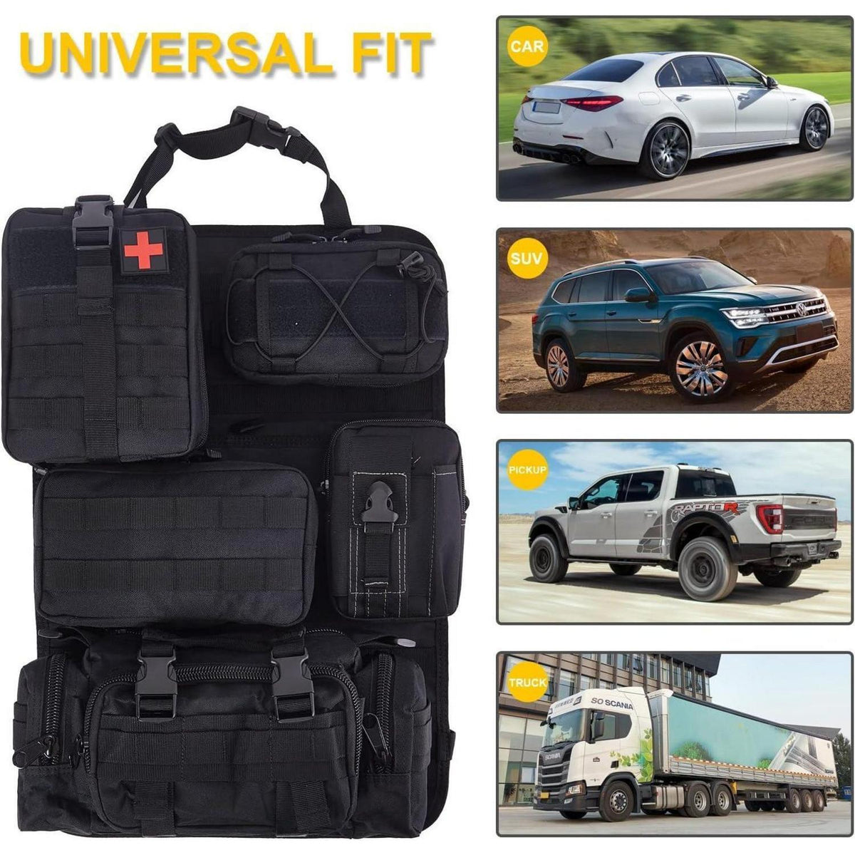Taktischer LKW-Organizer Set für Rücksitz – 6tlg. Auto Aufbewahrung