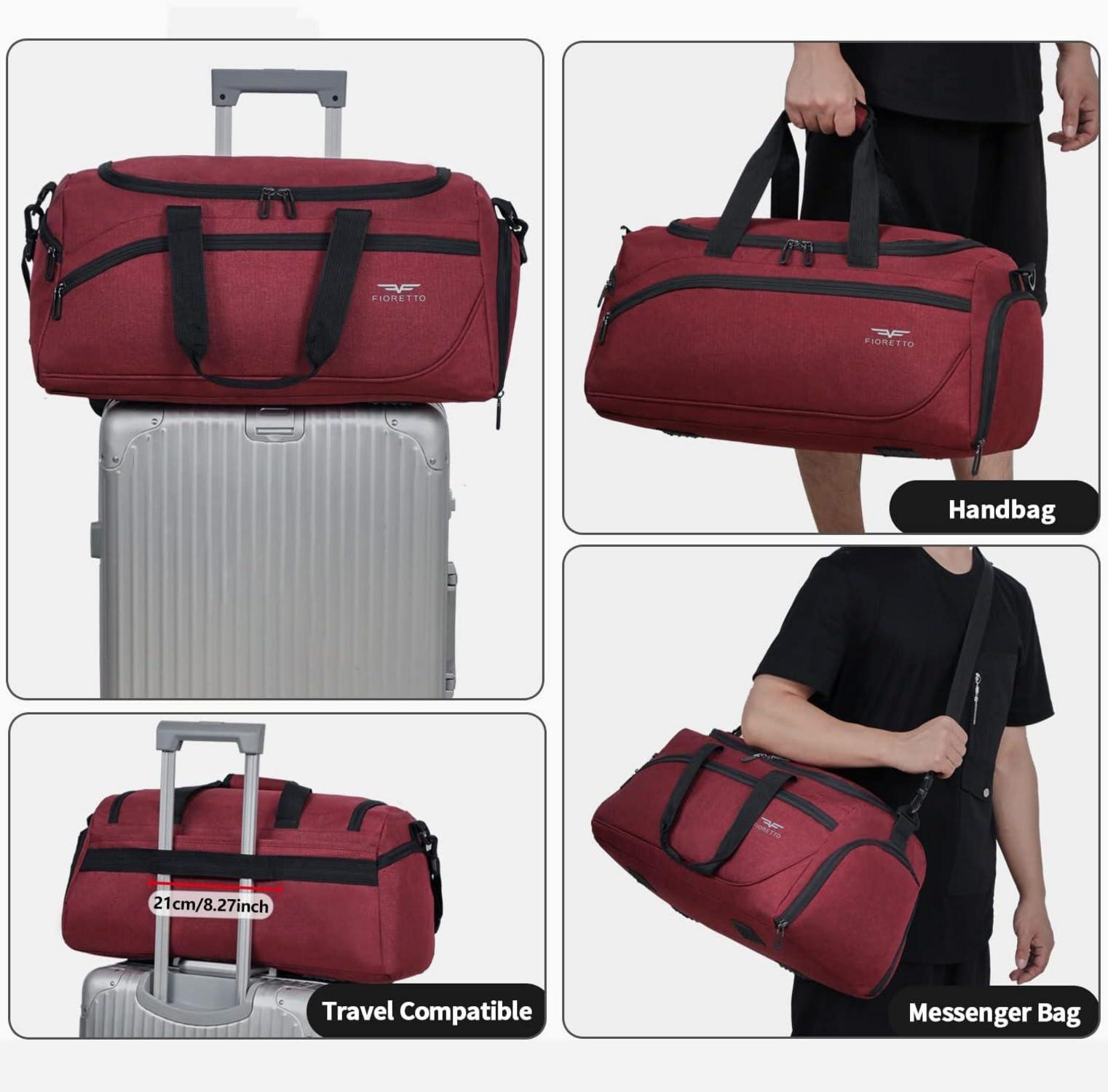 35L Sporttasche mit Schuh- und Nassfach, wasserdicht - Training, Reise, Schwimmen, Sauna, Fußball Rot
