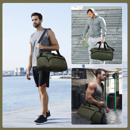 Sporttasche & Reisetasche 35L Damen Herren Schuhfach Nassfach Olivgrün