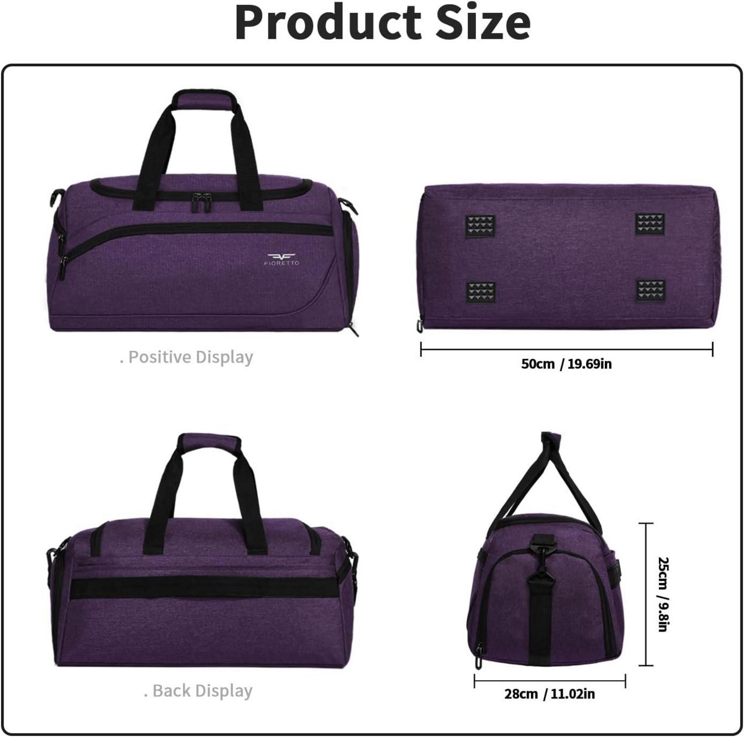 Sporttasche Reisetasche 35L Damen Herren Schuhfach Nassfach Wasserdicht Lila