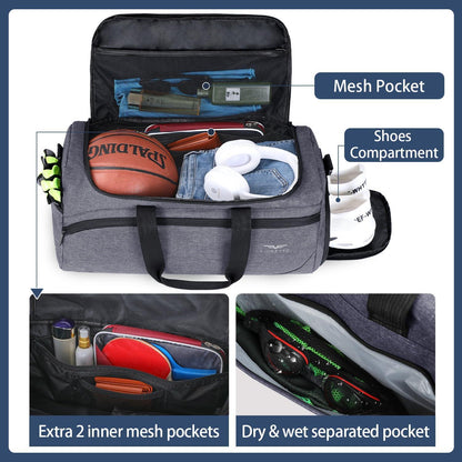 35L Sporttasche & Reisetasche mit Schuhfach Nassfach