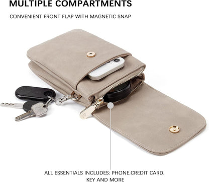 BOSTANTEN Damen Handytasche Umhängetasche, PU Leder Designer Grau