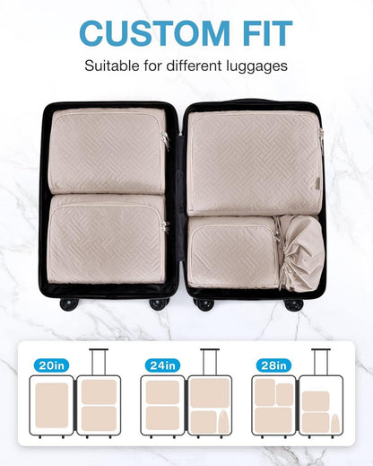 Packing Cubes Set Reisen Koffer Organize Beige Unterwäsche Organizer