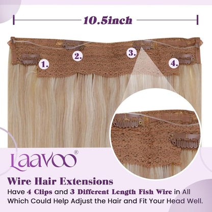 Blond Highlights Echthaar Drahtverlängerung Aschblond/Hellblond 35cm
