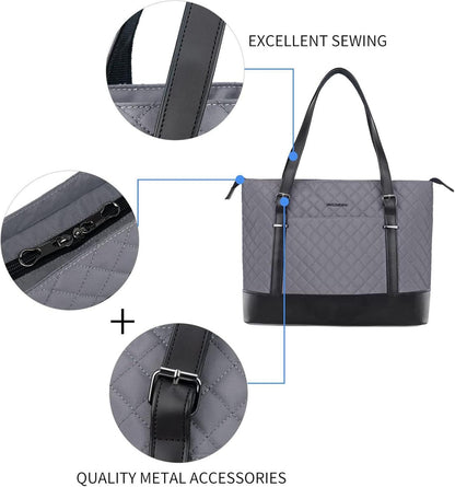 KROSER Laptop Damen Handtasche Grau 15,6 Zoll Tote Bag Business/Schule/Reisen