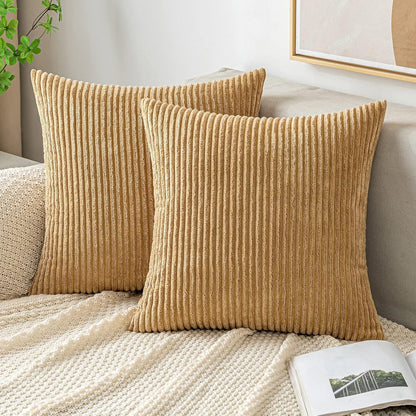 Kissenbezüge Kordsamt 50x50 cm 2er Set Taupe
