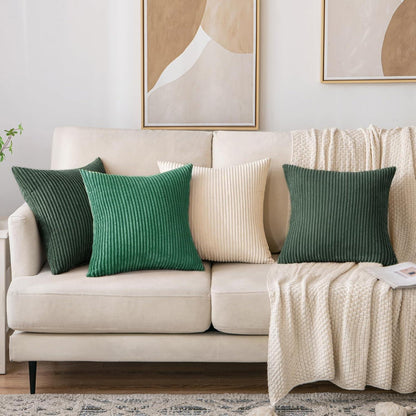 Sofakissenbezug Kordsamt 50x50 cm Beige 2er Set