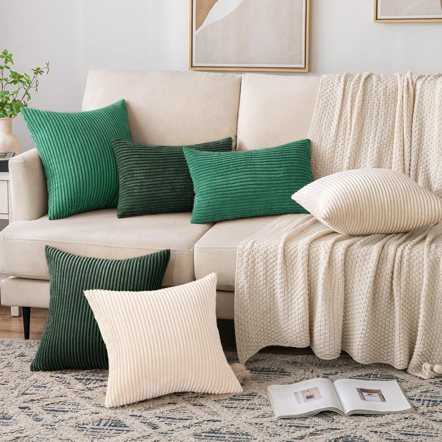 Kordsamt Kissenbezug Zierkissen Dekokissen 50x50cm Beige Sofa Sessel