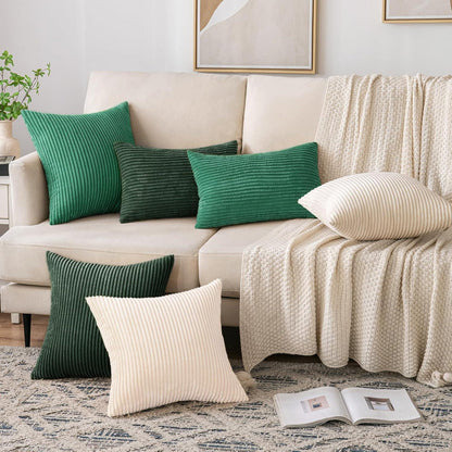 Kordsamt Kissenbezug Zierkissen Dekokissen 50x50cm Beige Sofa Sessel