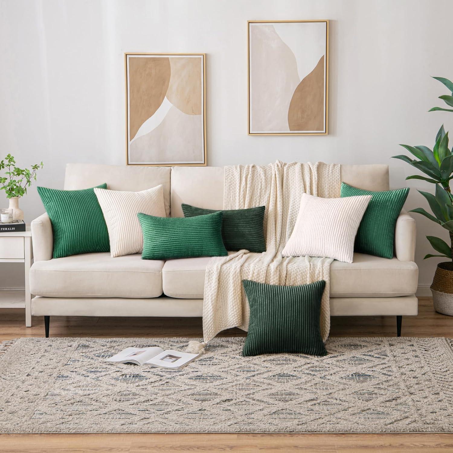 Kordsamt Kissenbezug 50x50 cm Beige 2er Set