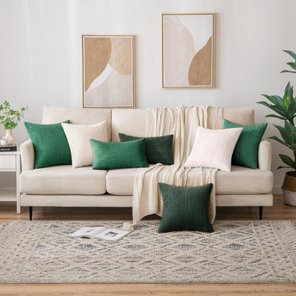 Kordsamt Kissenbezug 50x50 cm Beige 2er Set