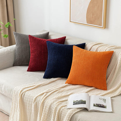 Kordsamt Kissenhülle Weinrot 45x45cm 2er Set Liegekissen Sofa