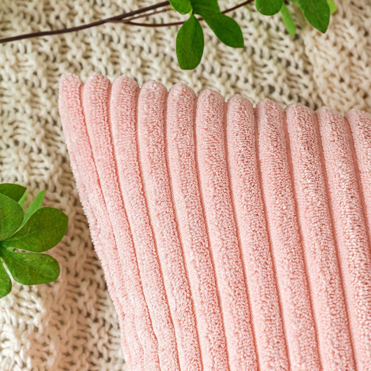 Kordsamt Kissenbezug 40x40 cm Rosa - 2er Set