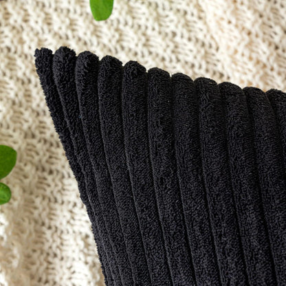 EMEMA Kissenbezug Kordsamt Schwarz 45x45 cm 2er Set